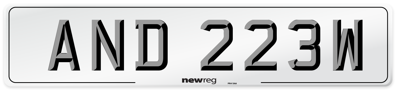 AND 223W Number Plate from New Reg
